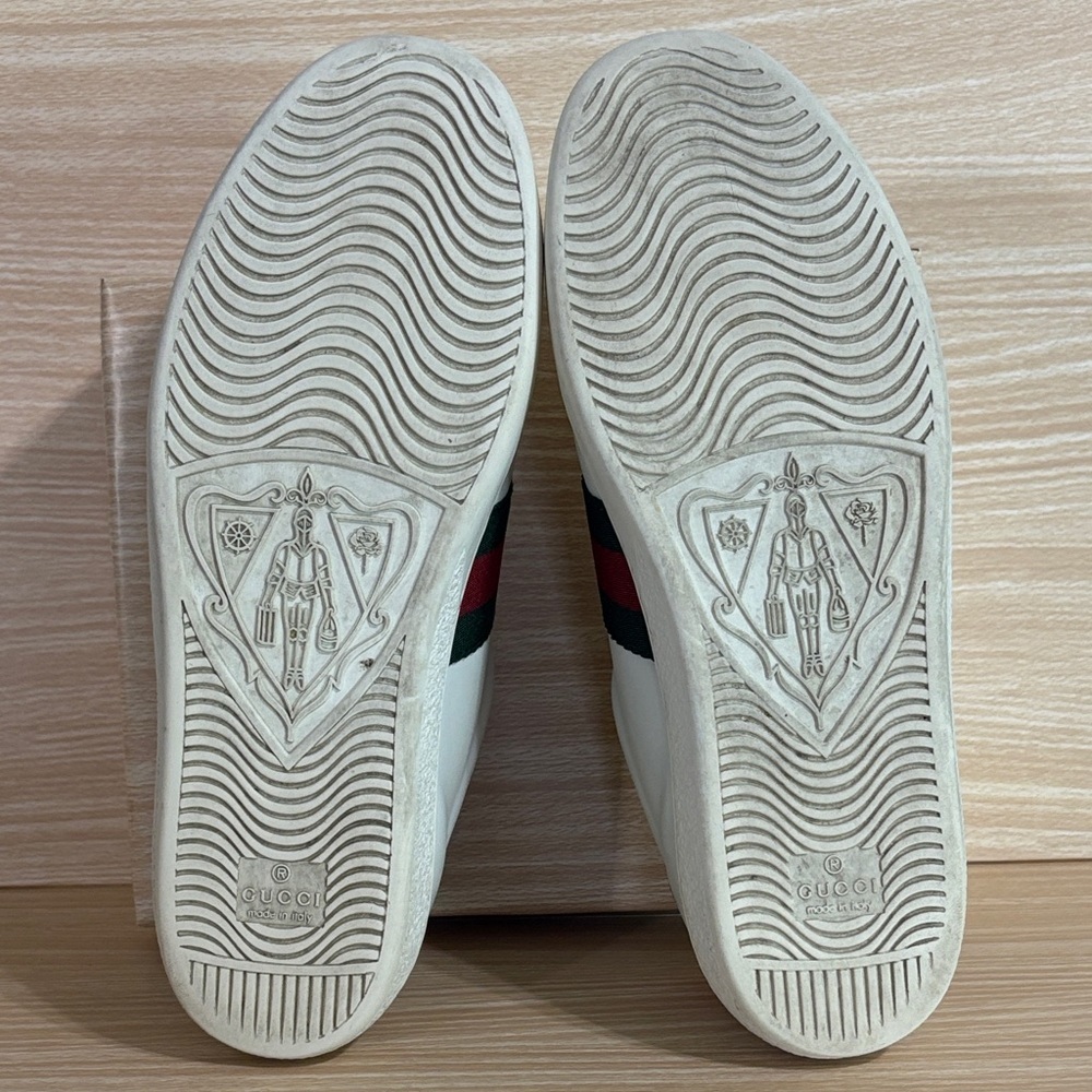 Gucci Ace Crystal Arrow Sneakers White Leather Sz 38 US 8 - Picture 5 of 11